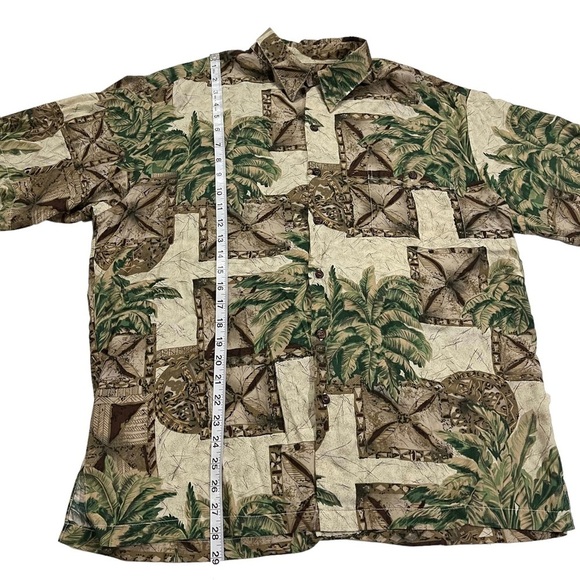 Tori Richard Men XL Aloha Shirt Palm Tree All Over Brown Green Made In Hawaii - Picture 10 of 14
